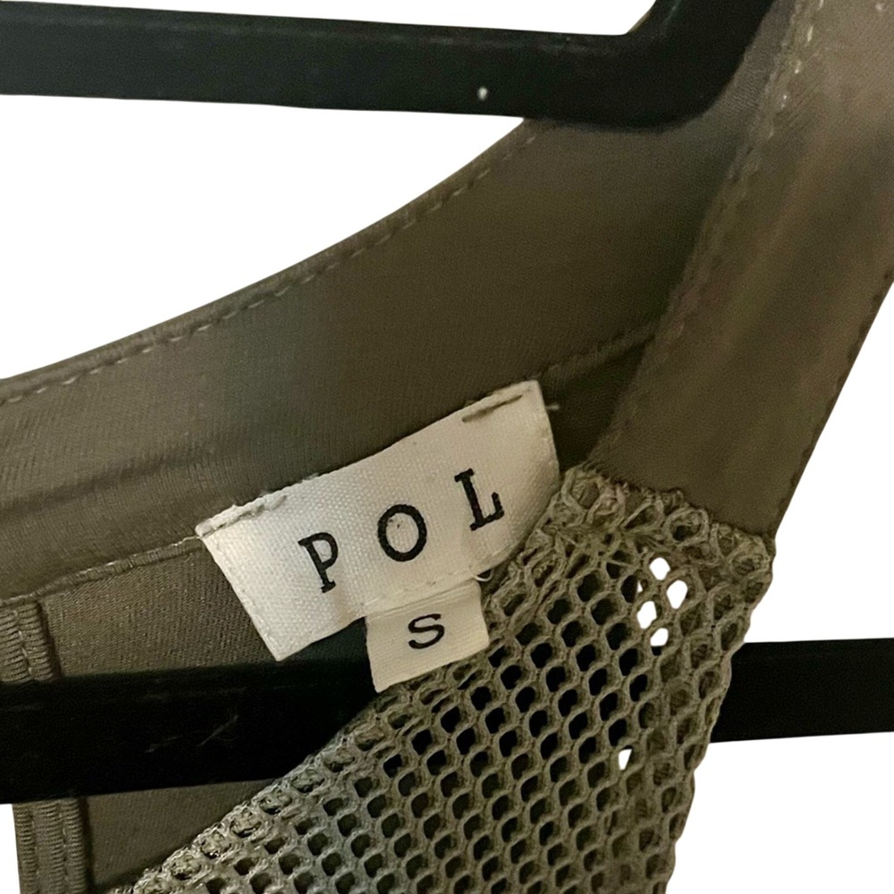 NWOT POL Olive Green Mesh Detail Tank Top - Button Missing Sz S - Picture 5 of 9